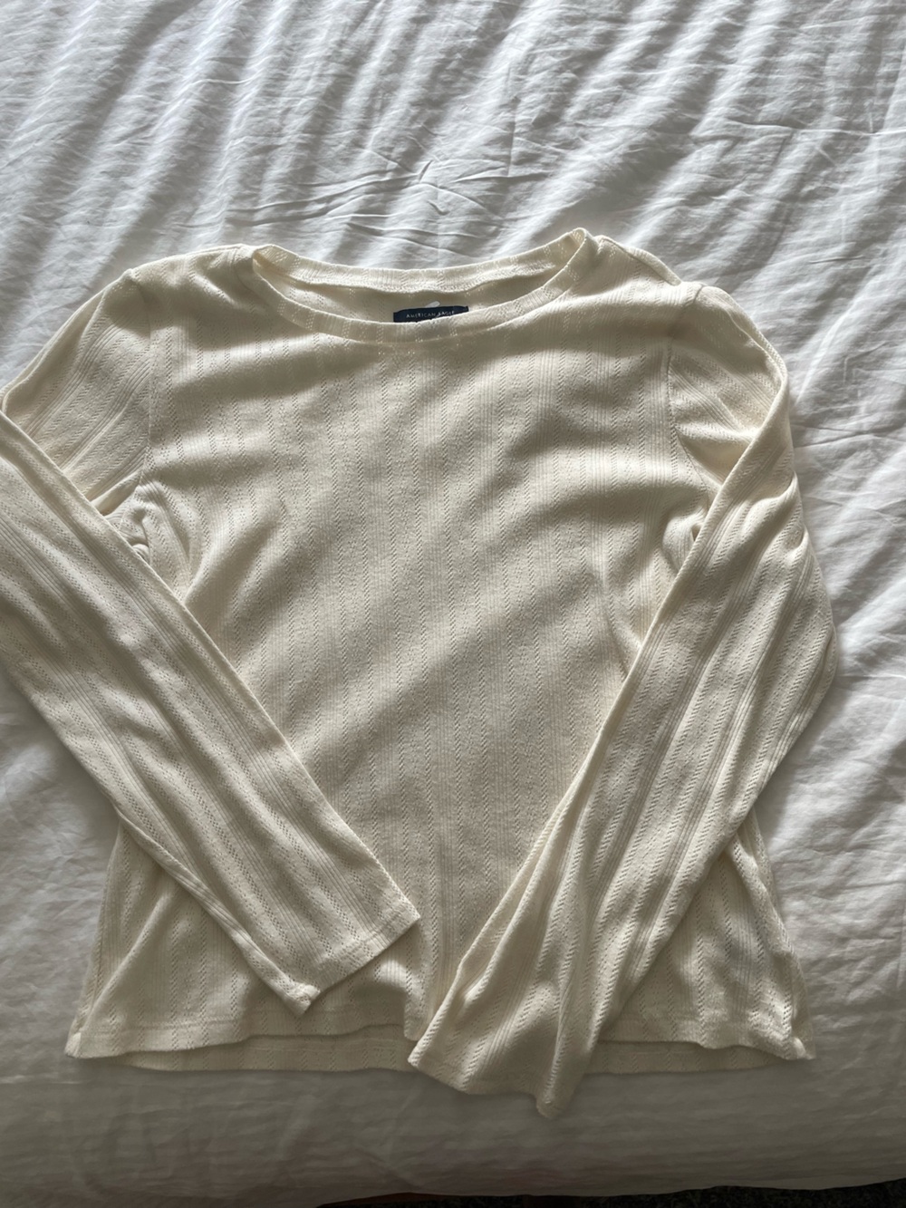 American Eagle Pointelle Long Sleeve Top